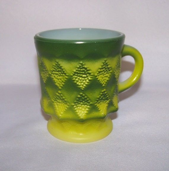 Fire King Green Yellow Kimberly Mug Cup by onlygot1 on Etsy