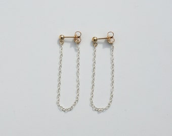 Chain Earrings. Sterling Silver Earrings. Gold and Sterling Silver Earrings. Minimalist Earrings