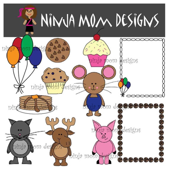 Items similar to Mouse with His Cookie and Friends Clip Art in Color ...