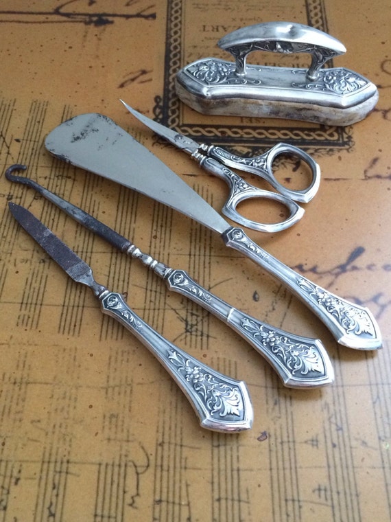 Antique Sterling Silver Dresser Tool Set