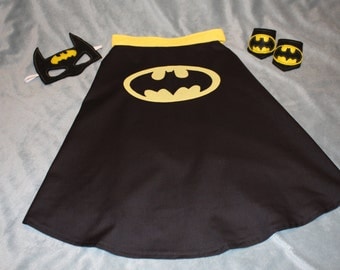 Batman / Batgirl Cape, Mask and Wrist Cuffs