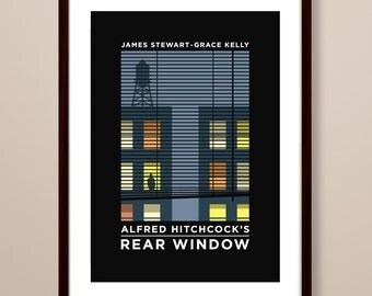 Rear Window poster, Rear Window poster print, Rear Window film poster, typographic print, Hitchcock poster, film poster, Alfred Hitchcock