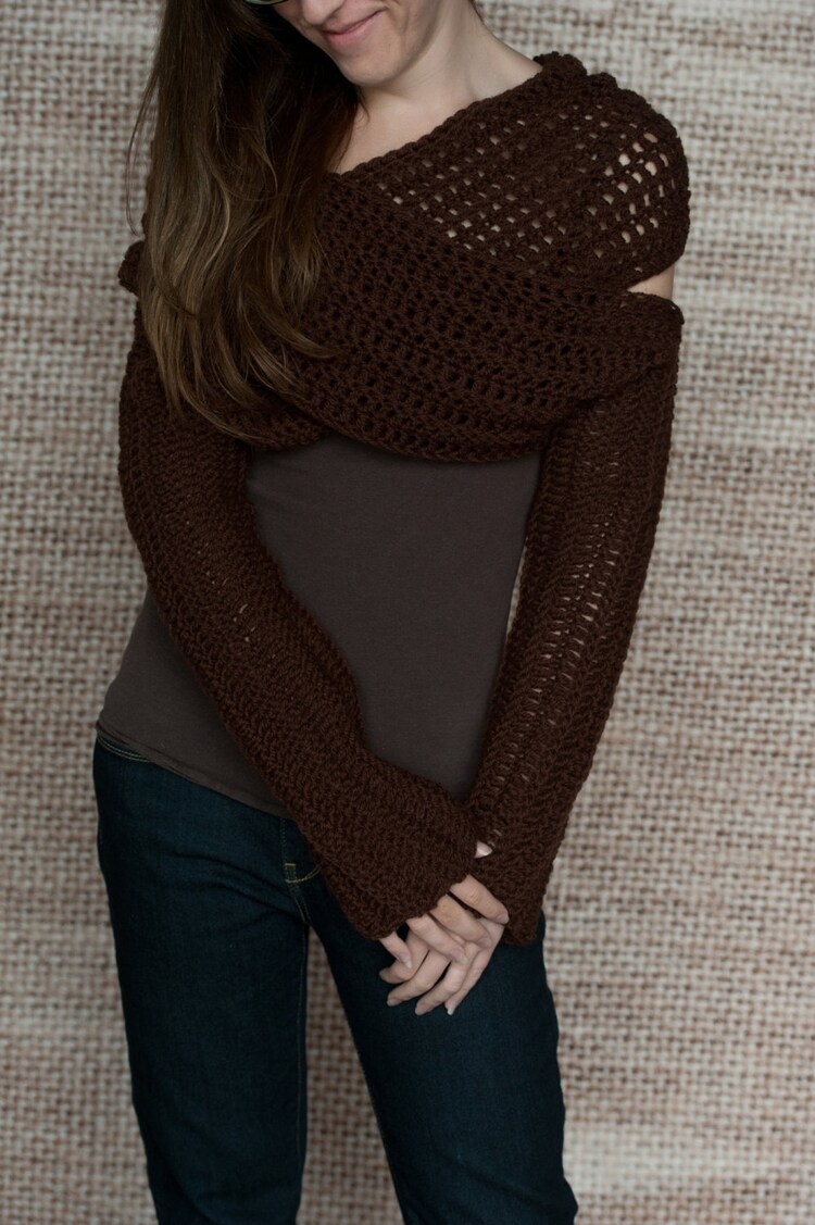 Crochet Pattern Sleeve Wrap Scarf Instand by LakeHouseKnits