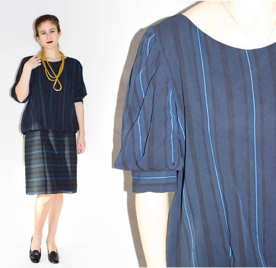 Items similar to 80s Party Dress | Drop Waist Dress | Striped Dress ...