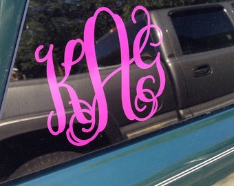 Monogram Decal - Vinyl Monogram Decal - Car Decal - Laptop Decal