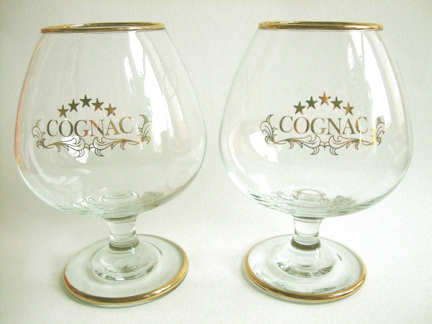 Vintage Large Cognac Brandy Glass Pair 6 inch balloon retro