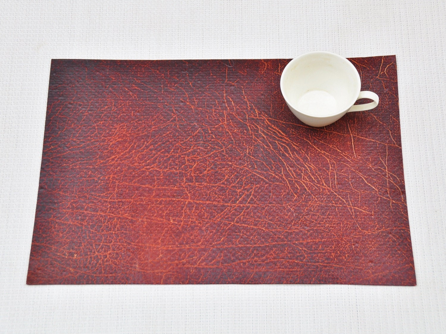 Faux Distressed Leather Placemat Burlap Textured