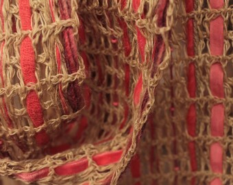 Beige scarf, crochet scarf, cotton knitted scarf, skinny scarf, coral skin shawl, handkerchief scarf
