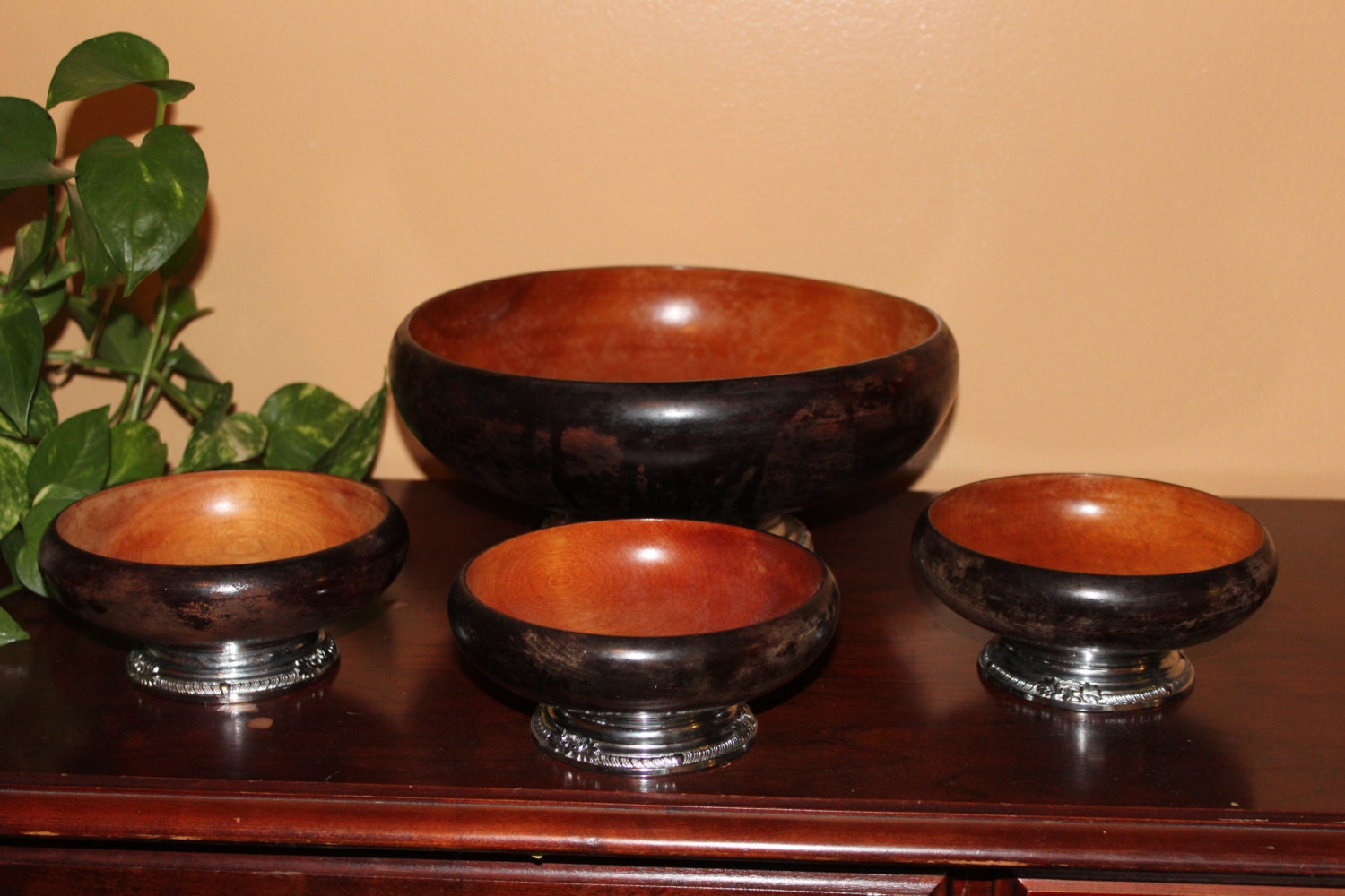 Vintage Hellerware Wooden Salad Bowl Set