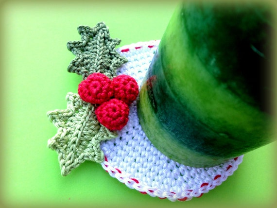 holly crochet pattern leaf mistletoe, Coaster, Christmas leaf Holly pattern Crochet Christmas holly crochet pattern leaf mistletoe, Coaster, Christmas leaf Holly pattern Crochet Christmas