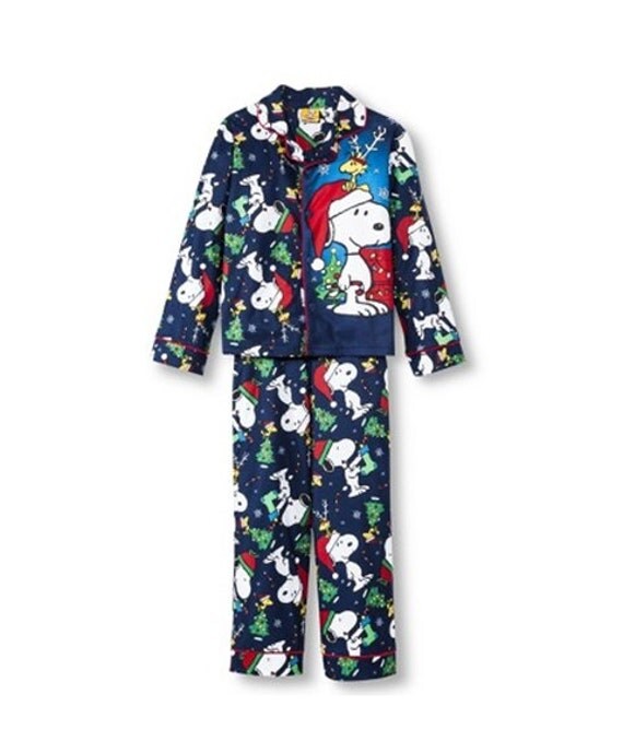 PEANUTS Snoopy BOYS Fleece Christmas Holiday Pajamas