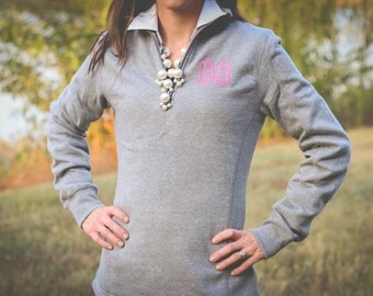 Monogrammed Quarter Zip Sweatshirt | Monogrammed Sweatshirt | Monogrammed Pullover Sweatshirt | Monogram Half Zip | Gift for Her