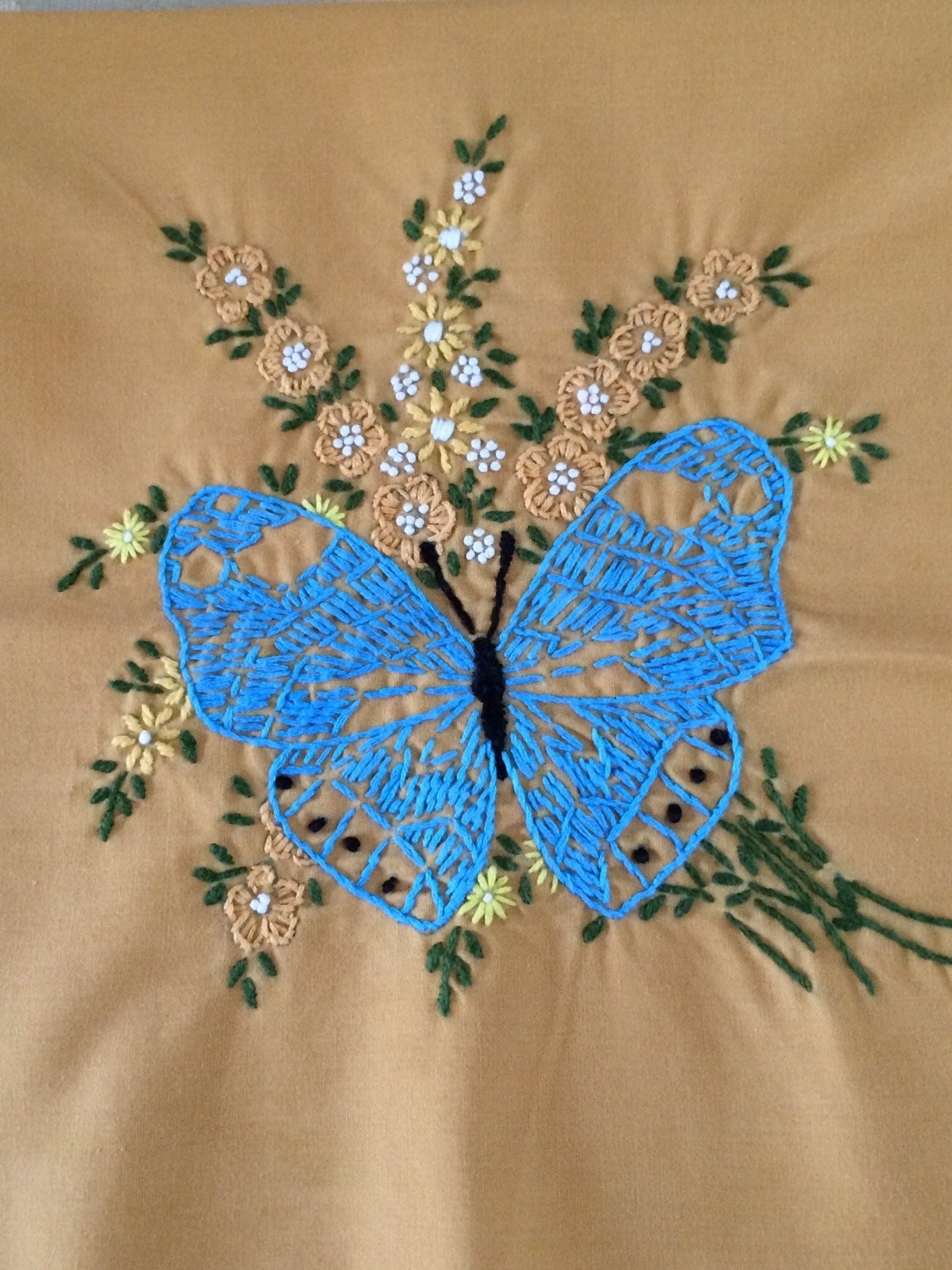 Vintage Cotton Napkins Embroidered Butterfly Napkins Gold