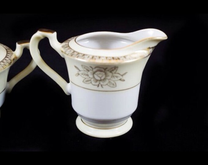 Storewide 25% Off SALE Chikaramachi Hand Painted Cream and Sugar Bowl with delicate scroll design