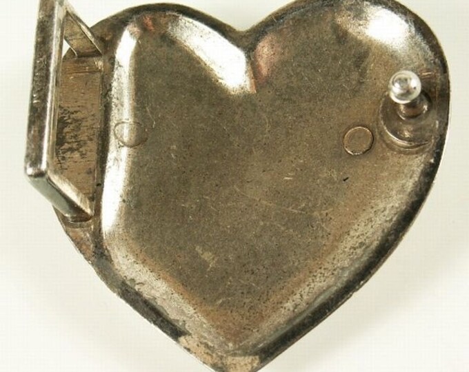 Storewide 25% Off SALE Beautiful Vintage Silver Tone Engraved Heart Shaped Belt Buckle Featuring Elegantly Scrolled Floral Design