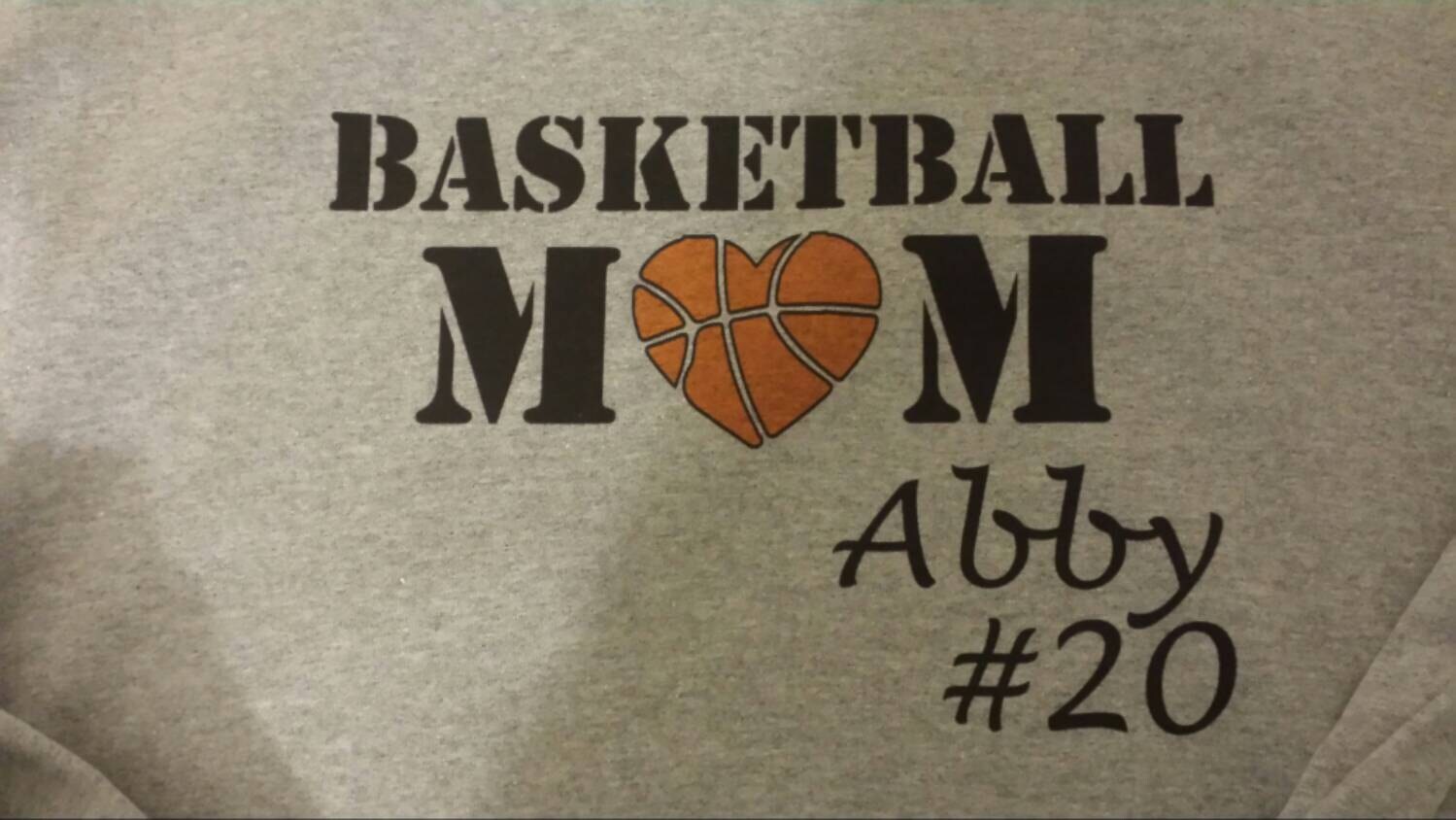 Basketball mom shirt. Personalized with player's name and