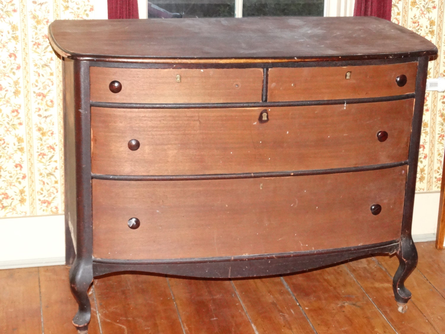 AVAILABLE FOR CUSTOM, Gorgeous, antique, bow-front dresser – Haute Juice