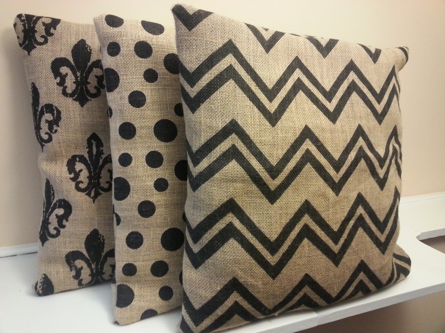 Burlap pillow covers 15x15 by zahrazart on Etsy