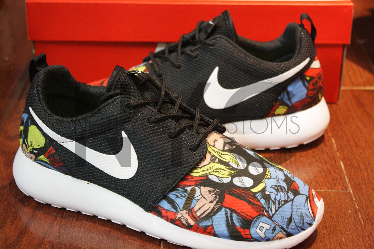 The Avengers Nike Roshe Run Black V5 Edition Custom by NYCustoms