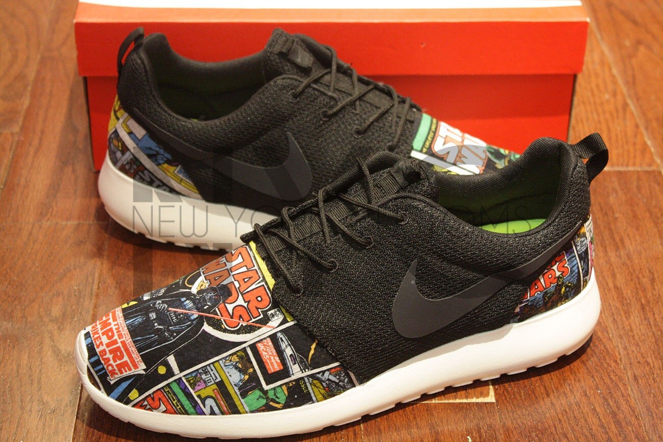 Nike Roshe Run Black White Star Wars Movie Comic Print V5