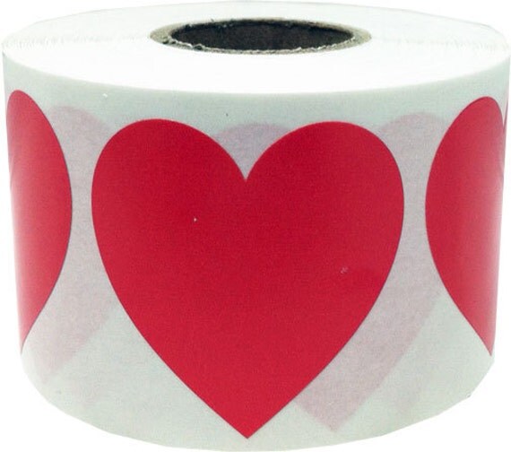 Large Red Heart Shape Stickers 1.5 Adhesive Heart