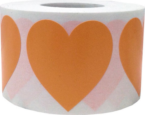 Large Peach Colored Heart Shape Stickers 1.5 Adhesive