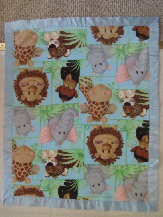 Fleece baby blanket with allover jungle animals by tharptreasures