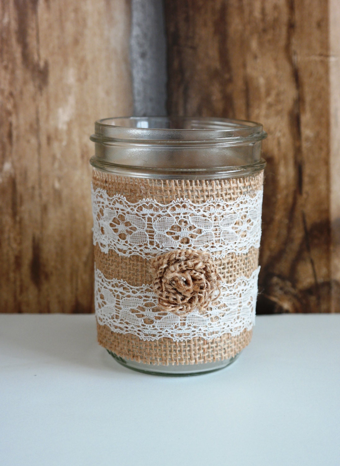 Pint Size Twine Lace Mason Jar Country Chic Wedding Decor