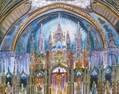 Notre Dame Basilica Watercolor Print. Cathedral painting. Church painting. Easter decor. Church picture. Watercolor art. Stain glass art Notre Dame Basilica Watercolor Print. Cathedral painting. Church painting. Easter decor. Church picture. Watercolor art. Stain glass art