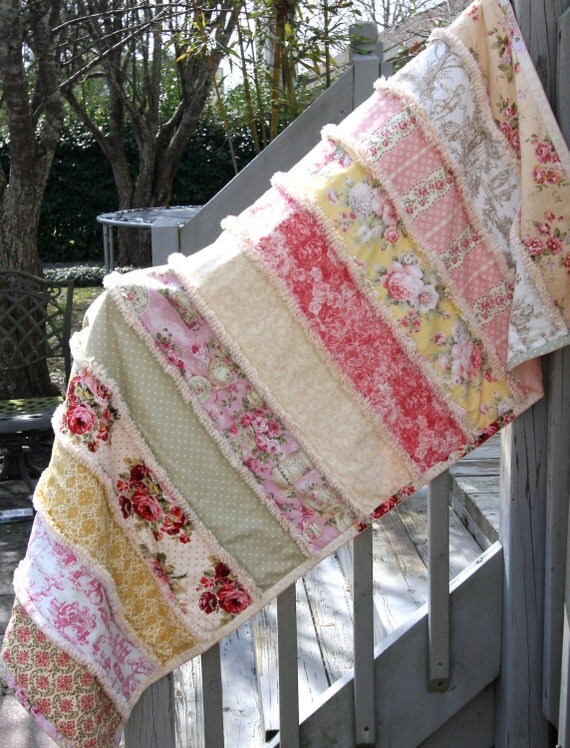shabby chic strip rag blanket rag quilt shabby chic strip rag blanket rag quilt
