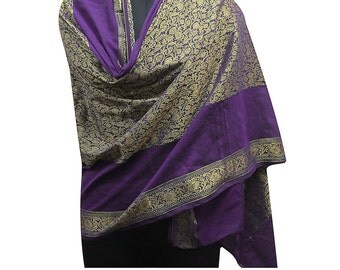 Purple Scarf Indian Dupatta Thread Weaving Women Work Scarf Stole Head ...