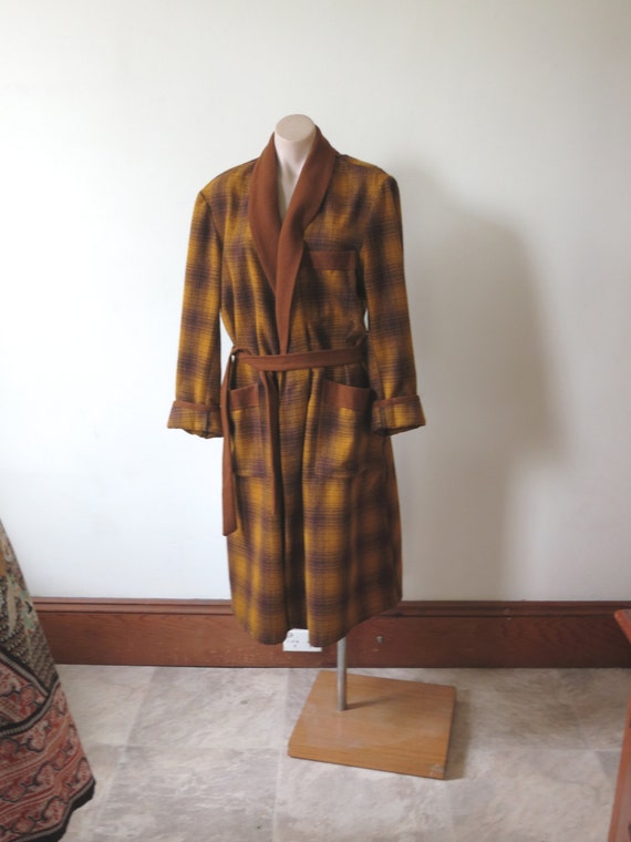 60s mustard plaid dressing gown Onkaparinga dressing gown