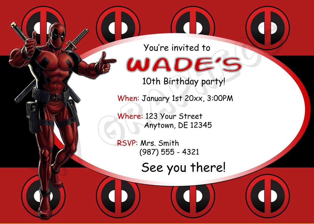 Deadpool Birthday Invitation Printable Deadpool Birthday Invitation Printable