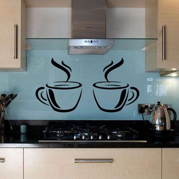 Kitchen Coffee Cups Vinyl Wall Art Sticker by MTEnterprisesVinyl