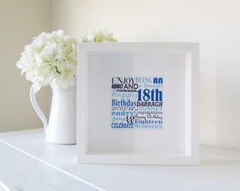 Personalized 18th Birthday Gift Framed Print Personalised Word Art Picture Unique present Personalised Birthday Framed Bespoke 18th Gift