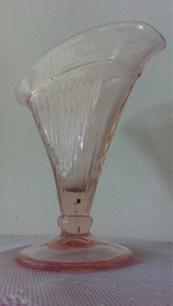 Pink Depression Glass Fan Vase