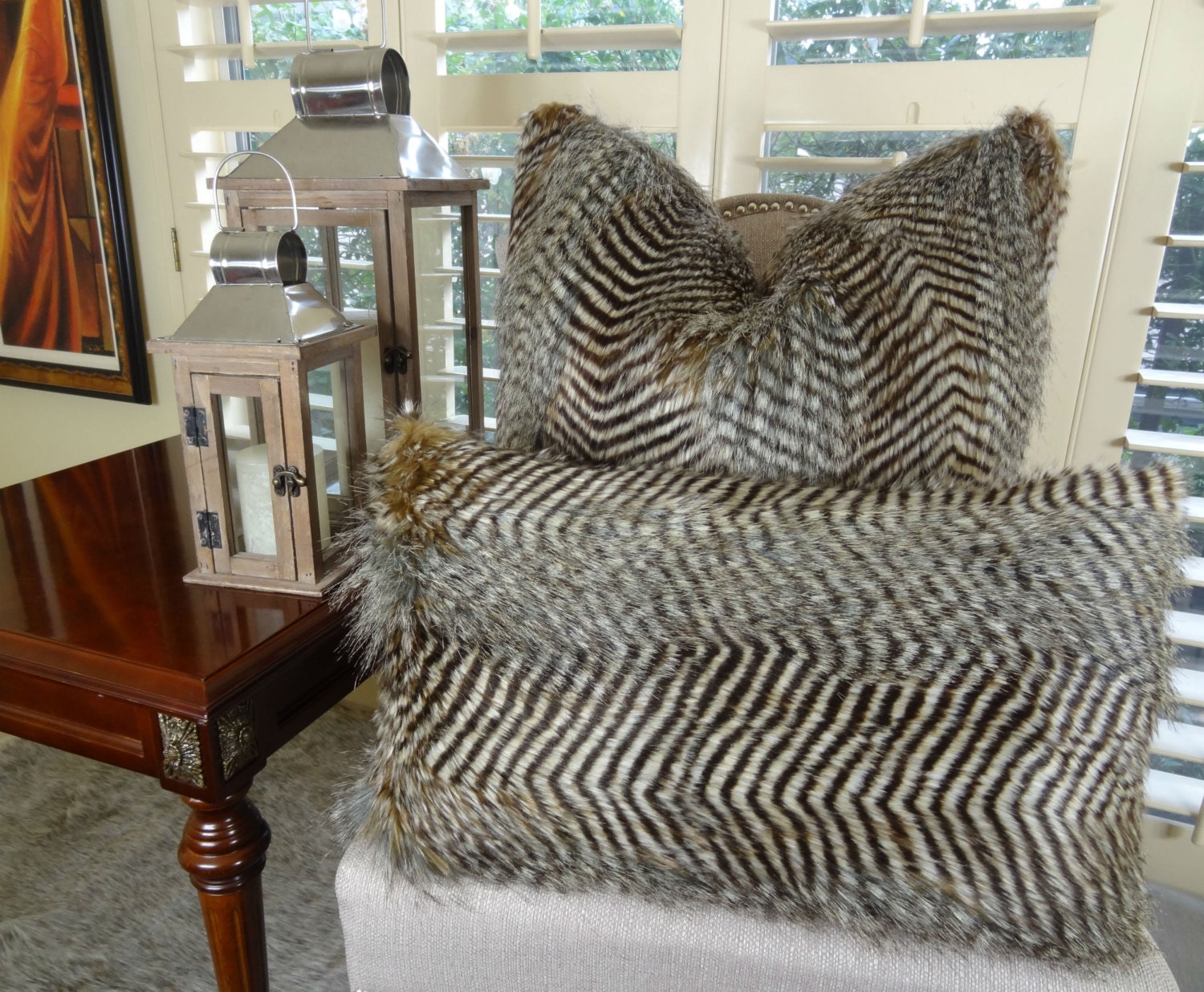 Gray Faux Fur Throw Pillow Sham Cover Gray Fox Fur Pillow