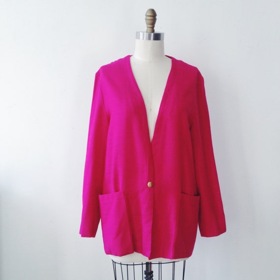 vintage hot pink linen jacket // womens pink by paradisebrooklyn