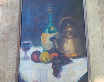 Vintage 1965 Original Oil Painting Still Life