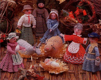 Crochet Patterns Prairie Style Creche Scene Set Spinner Glory Be Peasant Water Girl Part Two PDF Instant Digital e-Pattern