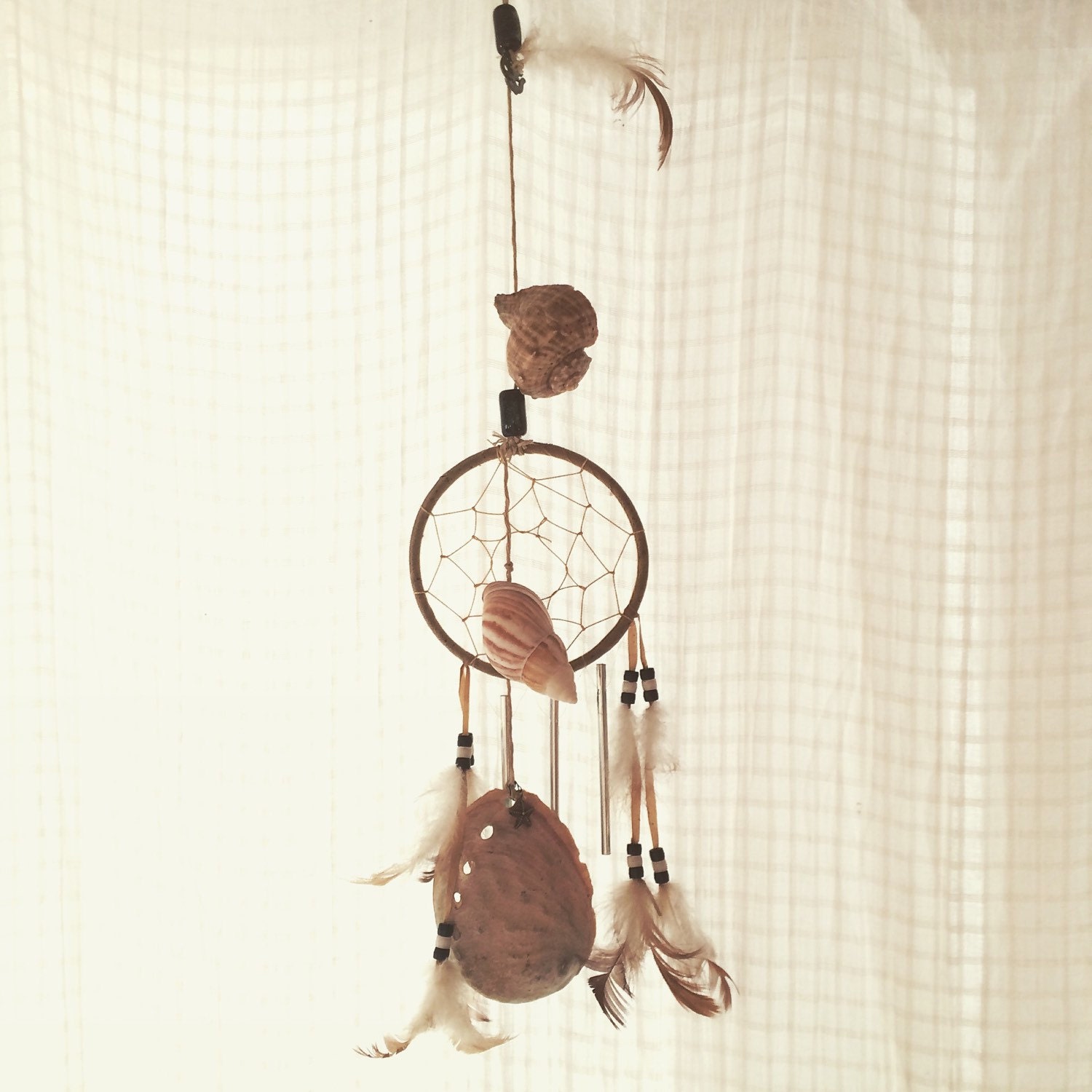 Nautical Beige Dream Catcher Wind Chime by infinitedragongoods