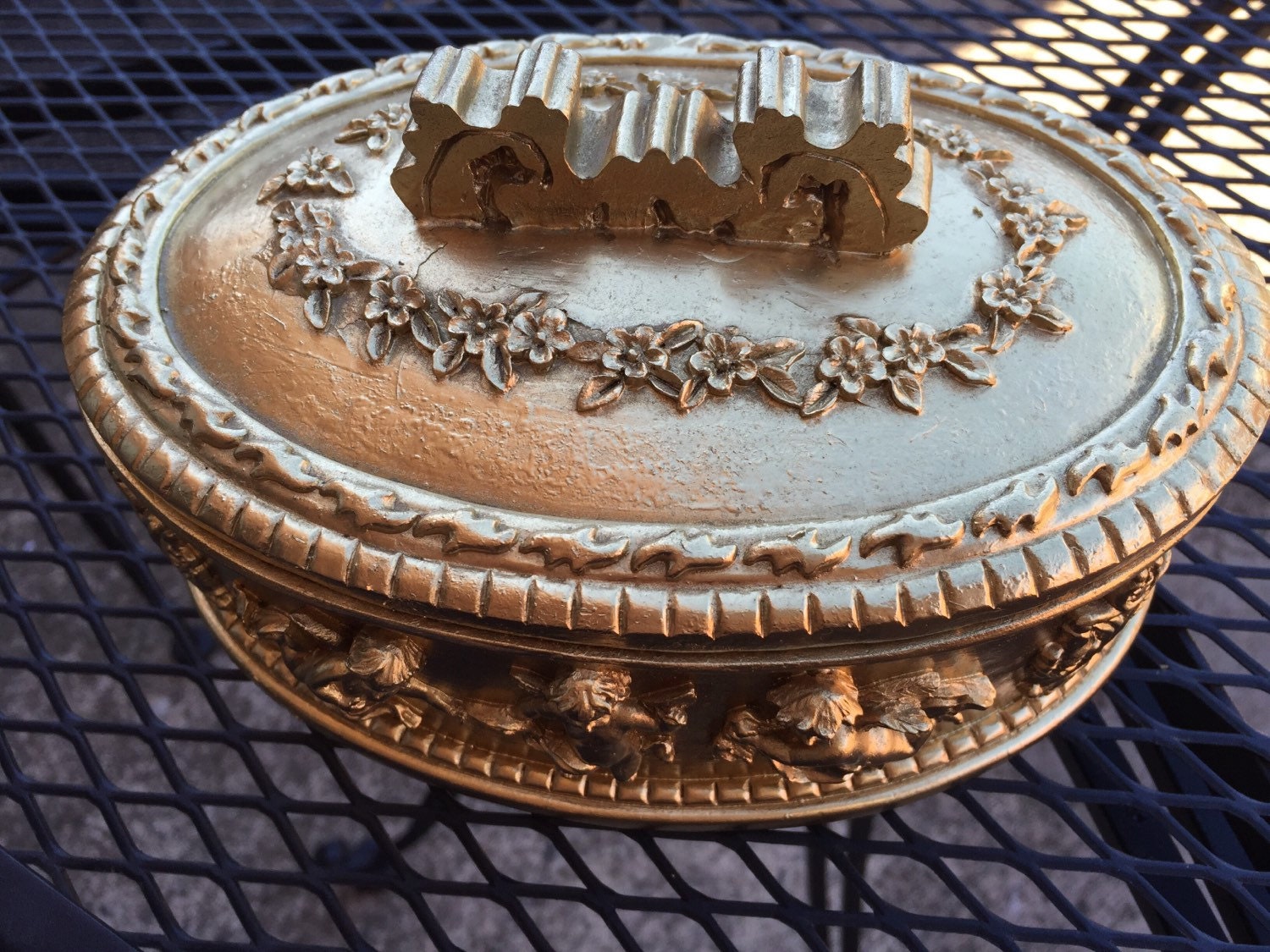 Pretty Gold Keepsake Box With Angels Haute Juice