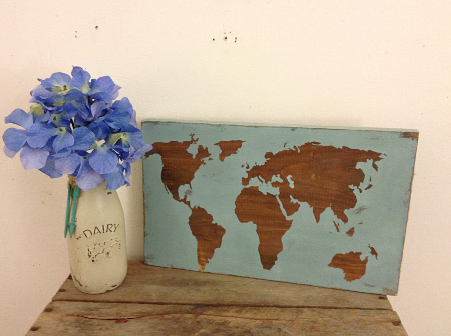 Rustic World Map Sign Reclaimed Wood World Map by AlchemyHomeDecor