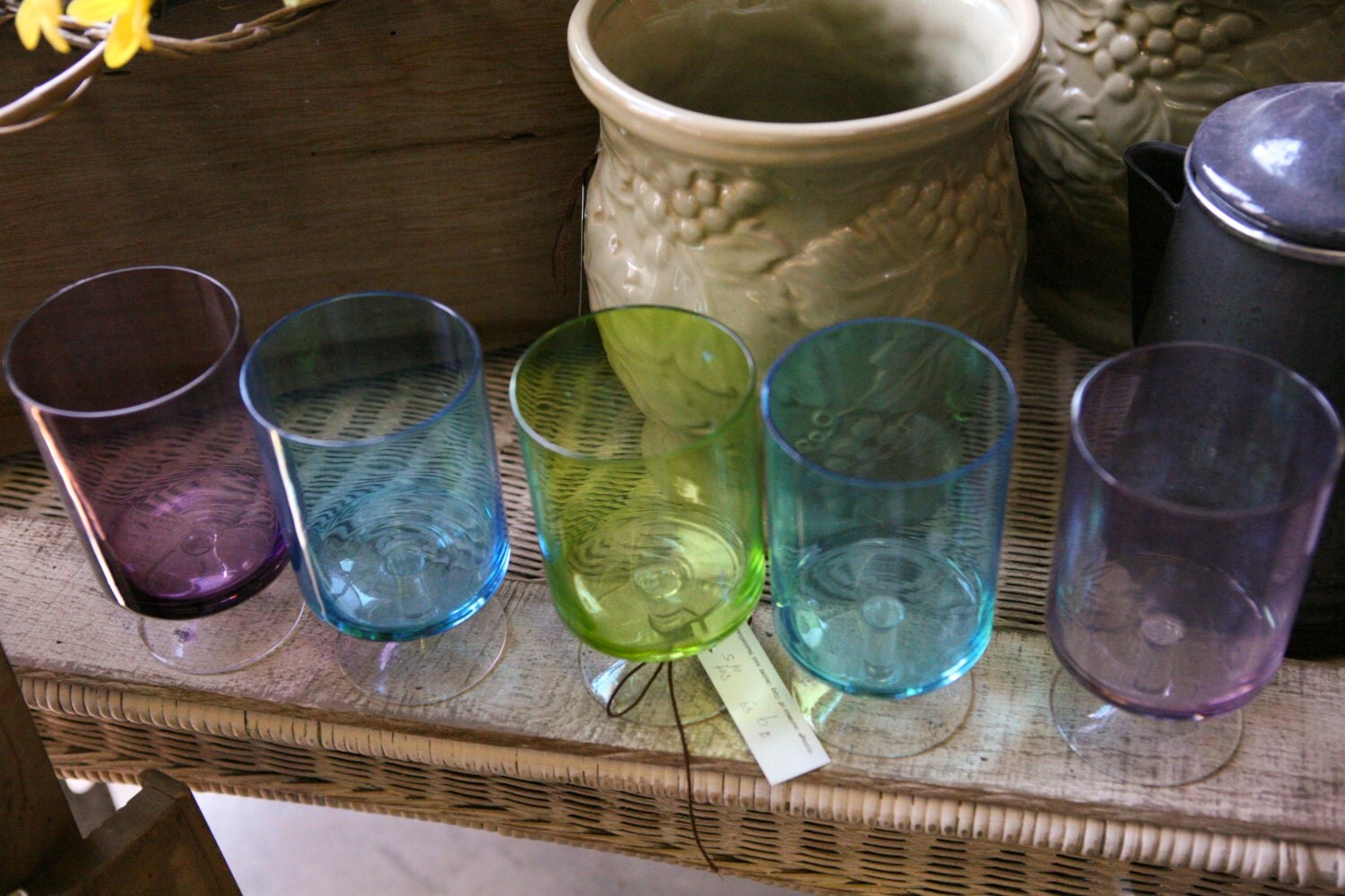 Set of 5 MultiColored Glasses by VintageGardensKS on Etsy