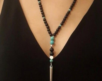 Mala necklace - Beaded necklace - Necklaces -Jewelry - Handmade Necklace - Turquoise necklace - Onyx necklace - natural gems