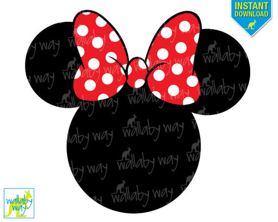 Minnie Mouse Head Red Bow Printable Iron On Transfer or Use as