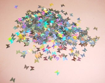 Solvent Resistant -3mm Laser Silver Butterfly Shapes for DIY Nail Art Glitter Decorations