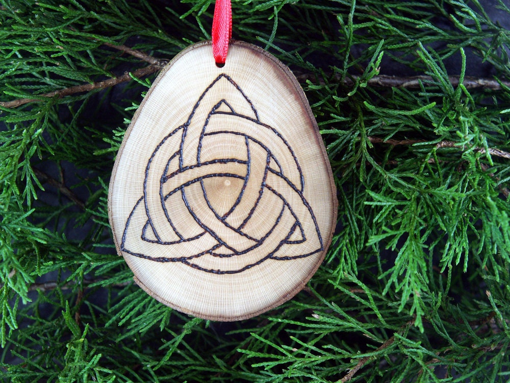 Handmade Triquetra wooden ornament.