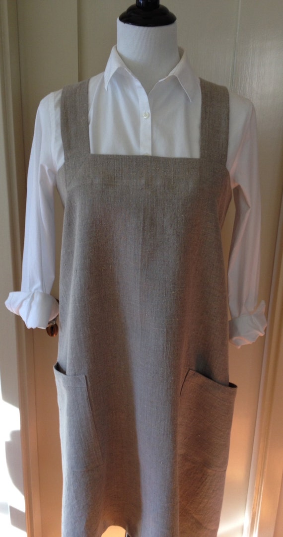Linen Japanese Style Smock Apron or Pinafore