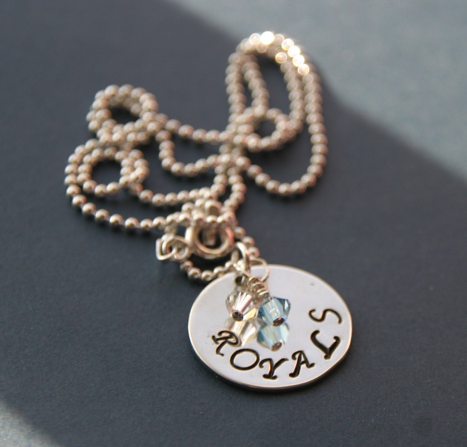 Hand Stamped Sterling Silver Kansas City Royals Necklace